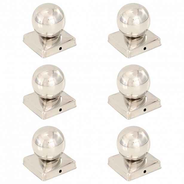 vidaXL Krytky na plotové sloupky 6 ks s koulí nerezová ocel 101x101 mm