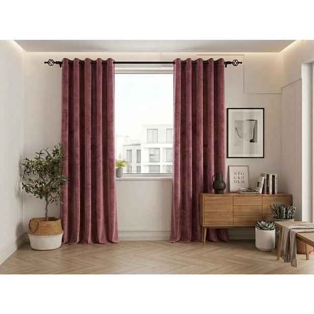 Zatemňovací závěs ELVIO VELVET 140x250 cm, starorůžový Zavěšení: Řasící páska