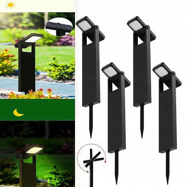 4x Solární Zahradní Lampa Led Zapichovací sloupek Snímač soumraku