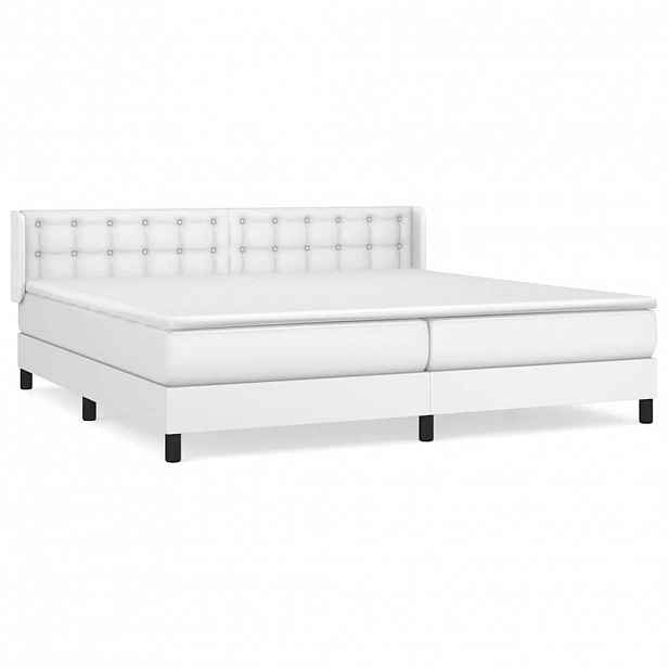 vidaXL Box spring postel s matrací bílá 200x200 cm umělá kůže