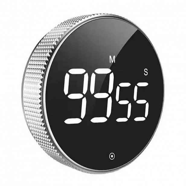Relaxdays ČASOVAČ Stříbrný kuchyňský LED