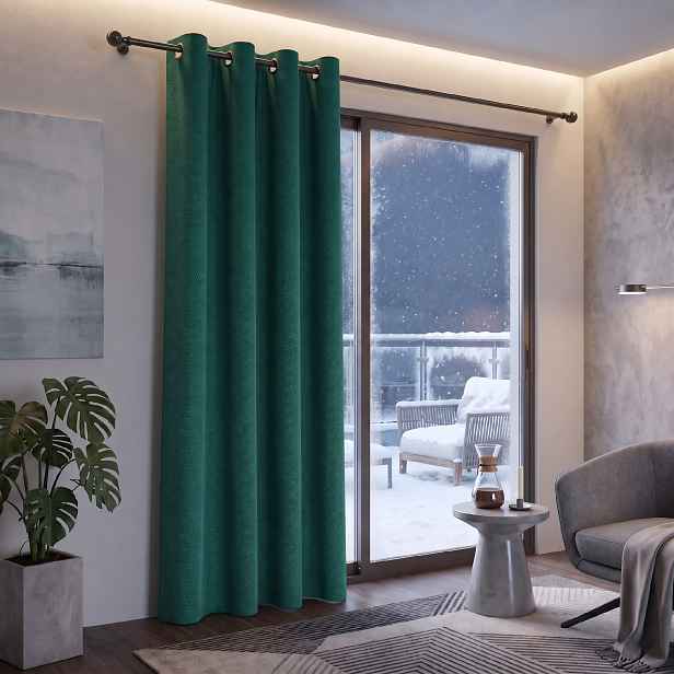 Termoizolační blackout závěs POLAIRE zelený 135×260 cm na kroužky