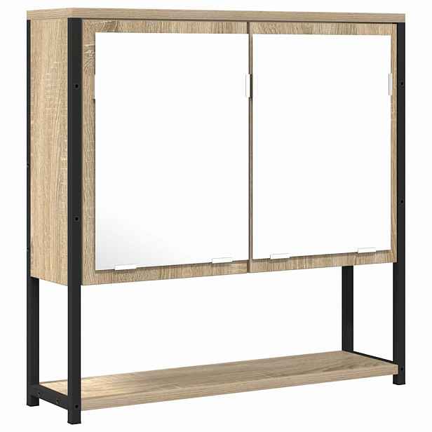 vidaXL Koupelnové zrcadlo s policí Nástěnný Béžová 60 x 16 x 60 cm