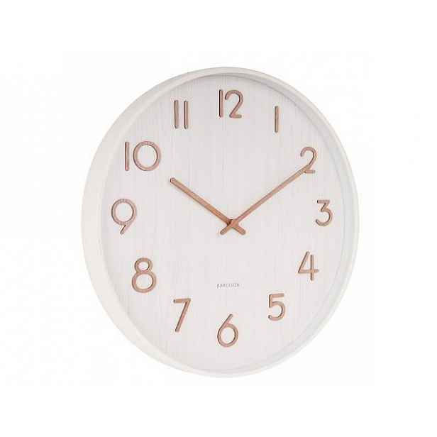Bílé nástěnné hodiny z lipového dřeva Karlsson Pure Medium, ø 40 cm