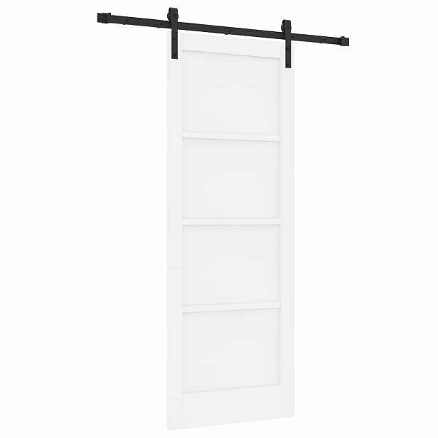 vidaXL Posuvné dveře 78 x 202 cm Masivní borovicové dřevo Bílá a černá