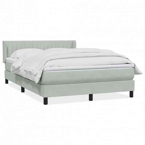 vidaXL Box spring postel s matrací světle šedá 160x210 cm samet