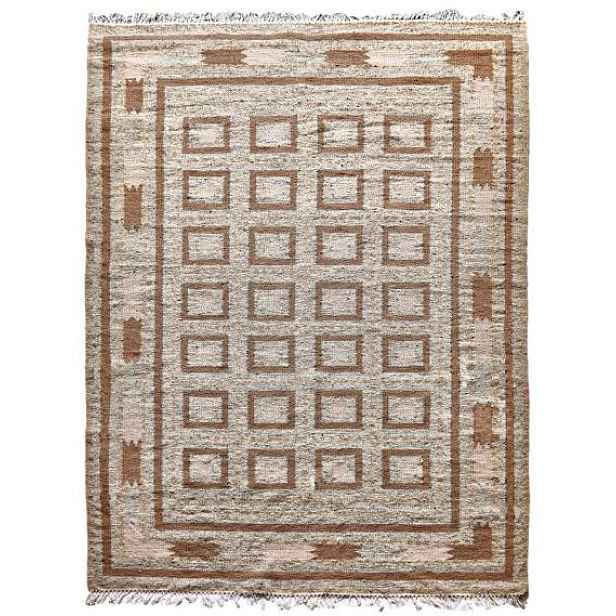 Ručně vázaný kusový koberec Guggenheim DESP P81 Brown Natural, 140x200, hnědá, chodba / předsíň, Diamond Carpets India
