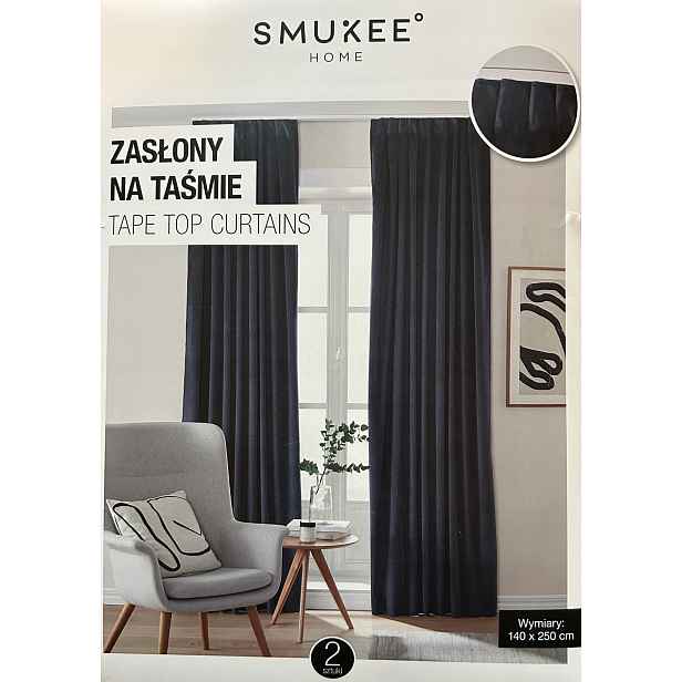 Závěsy hotové Sametové na pásku 2 ks Smukee 140 x 250 cm