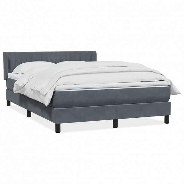 vidaXL Box spring postel s matrací tmavě šedá 160x210 cm samet