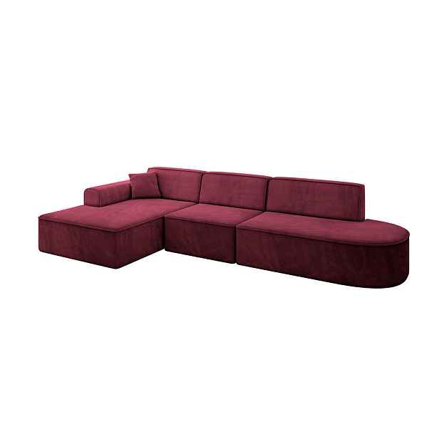 ALTDECOR ROHOVÁ SEDAČKA s otomanem, levá IREA-L2-v3 327x165x77 Bordó Velur