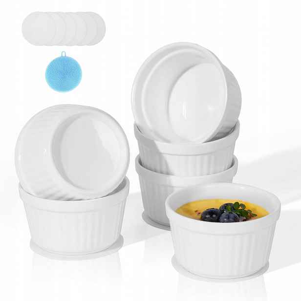 Highkit Sada 6 misek na krémy Brulee 200 ml Keramika Bílé kokilky