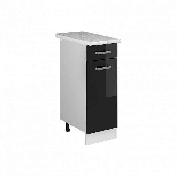 Vicco UNIVERZÁLNÍ ZÁKLADNÍ JEDNOTKA R-Line Černý vysoký lesk 30 cm se zásuvkou, s pracovní deskou