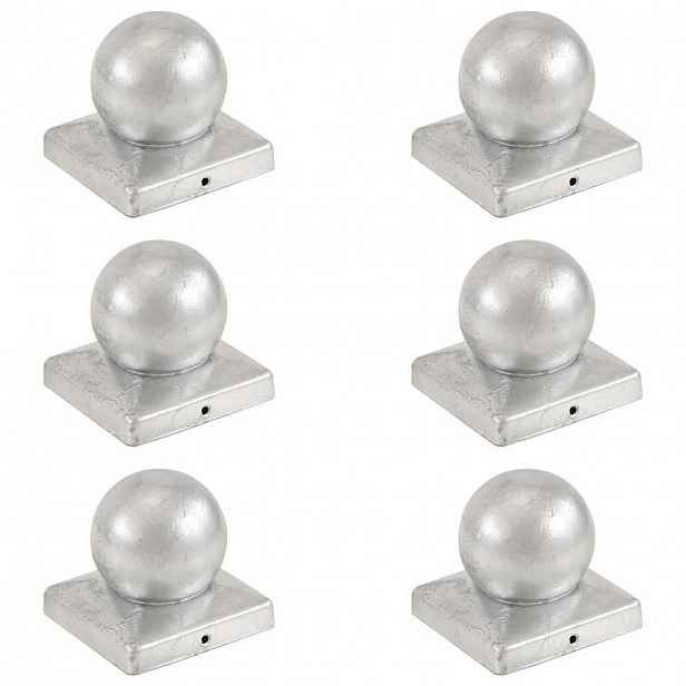 vidaXL Krytky na plotové sloupky 6ks s koulí pozinkovaný kov 101x101mm