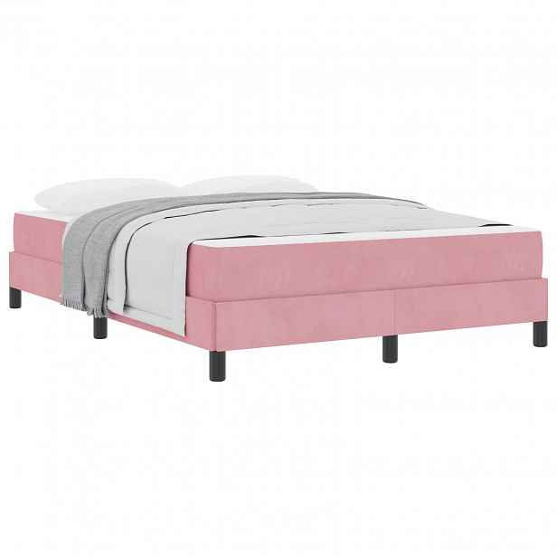 vidaXL Postel s boxspringem s matrací Růžová 140 x 200 cm textil