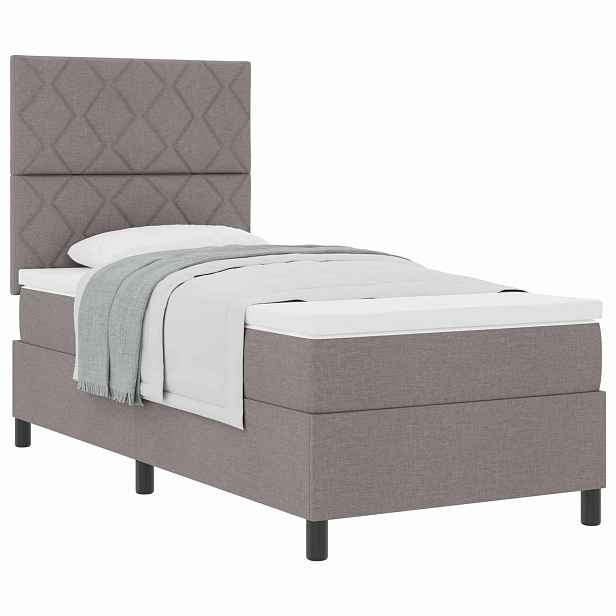 vidaXL Postel s boxspringem s čelo Taupe 100 x 200 cm textil