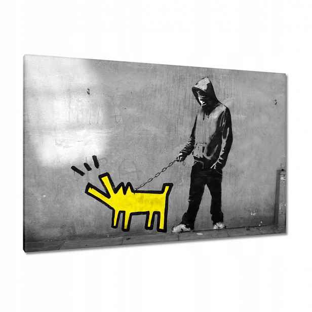 Obrazy 120x80 Žlutý pejsek Banksy Lol