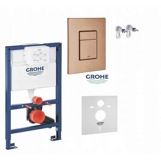 5v1 Podomítkový Wc set, rám Grohe 82 cm tlačítko kartáčovaná měď