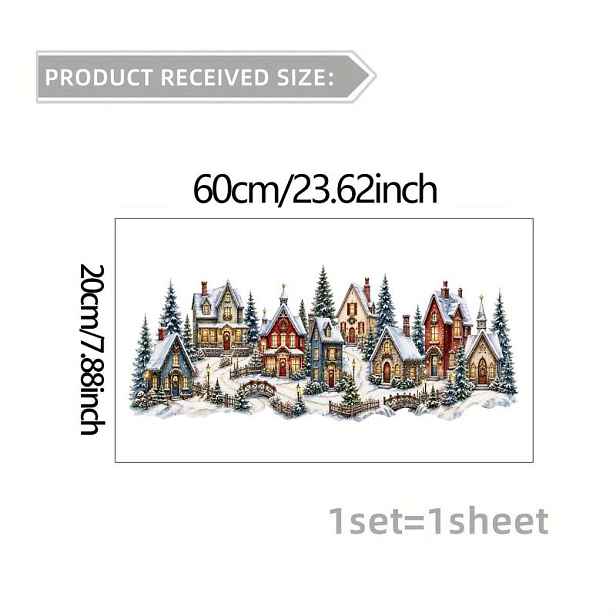 TEMU 1 ks 2D samolepka s plochým vzorem, vánoční okenní nálepka, okenní květinová dekorace, skleněná nástěnná dekorace na okno a dveře, zimní sněhová