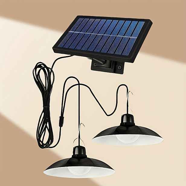 TEMU 1ks Solární LED závěsné světlo - Dvojitá/Jednohlavá závěsná lampa, venkovní a vnitřní osvětlovací lampa, vhodná pro terasy, garáže, obytné vozy,