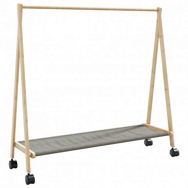 vidaXL Stojan na oblečení s policemi a kolečky 106x34x106,5 cm bambus