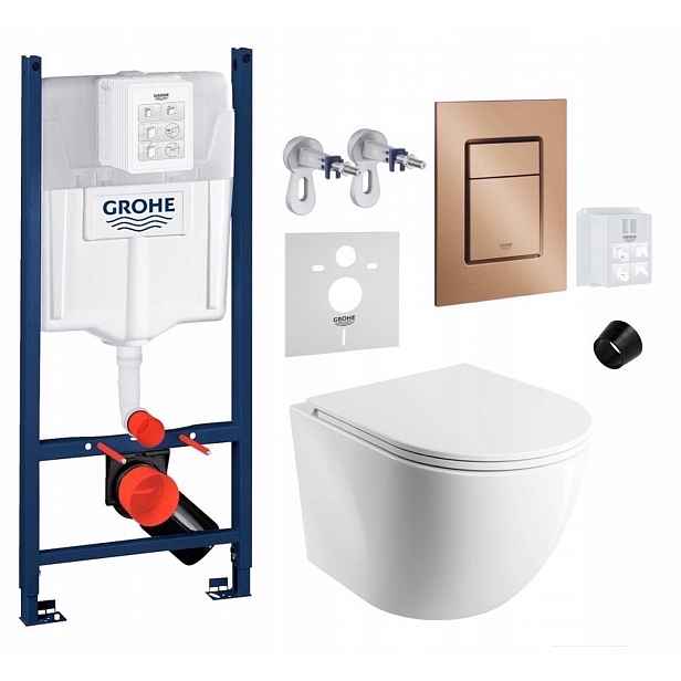 Wc stojan Grohe Rapid Sl s mísou Cmwbp a tlačítkem kartáčovaná měď