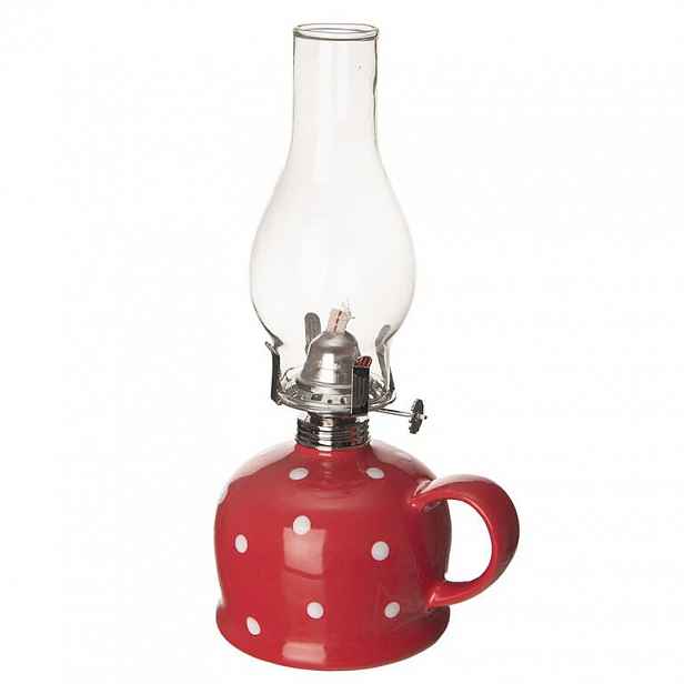 Petrolejová lampa Puntík, 14,7 x 28 x 11 cm, červená