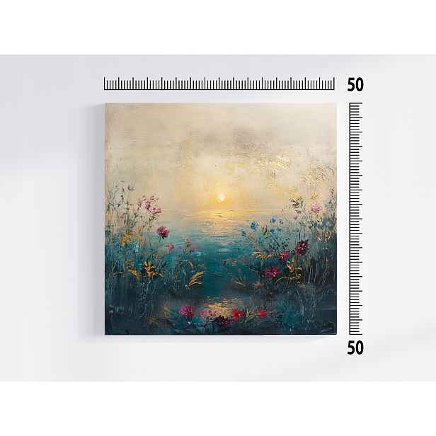 Obraz Na Plátně Canvas Krajina Voda Moře Pobřeží Květiny Slunce 50x50