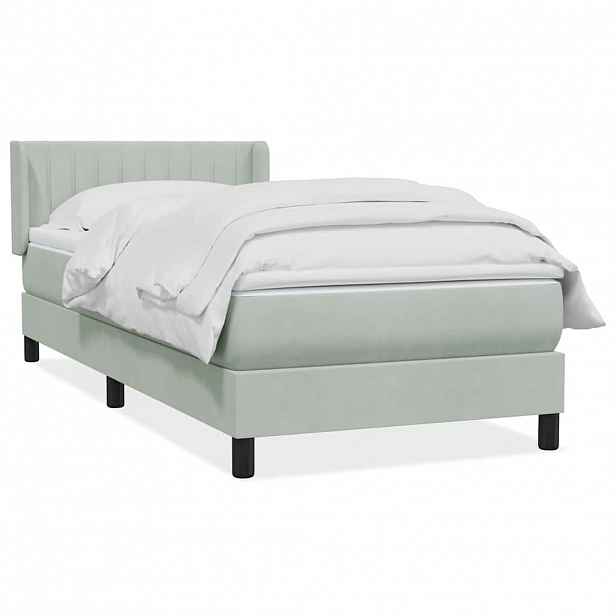 vidaXL Box spring postel s matrací světle šedá 80x220 cm samet
