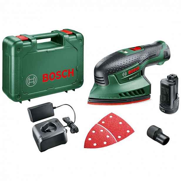 Bosch - 12V AKU vibrační bruska, 1x aku 2,0 Ah Li-Ion, nabíječka 0603976909