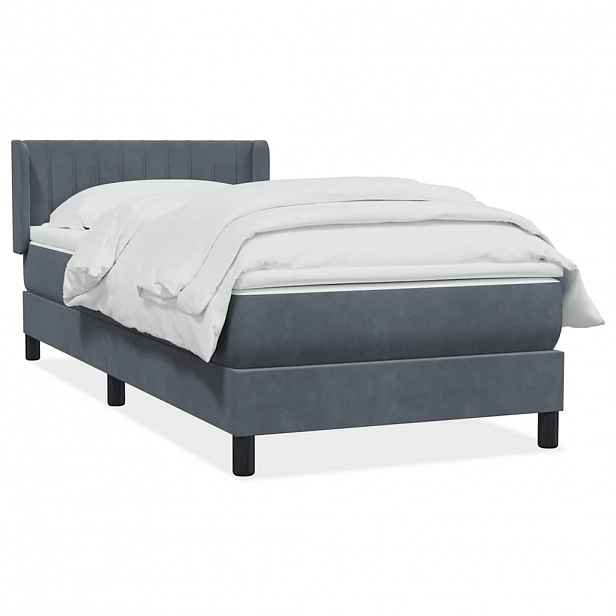 vidaXL Box spring postel s matrací tmavě šedá 80x220 cm samet