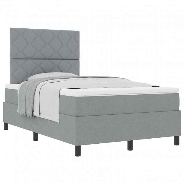 vidaXL Postel s boxspringem s čelo Světle šedá 120 x 190 cm textil