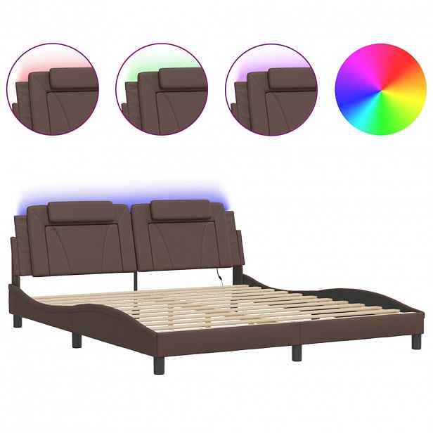 vidaXL Rám postele Viana s LED bez matrace šedý 180 x 200 cm