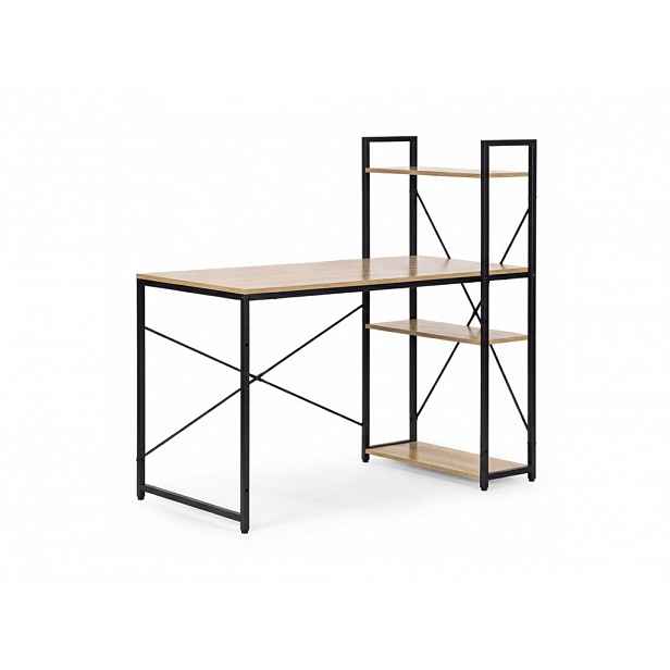 Psací stůl s regálem LOFTY 120x60 cm, černý / dekor dub