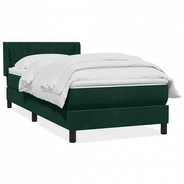 vidaXL Box spring postel s matrací tmavě zelená 80x220 cm samet