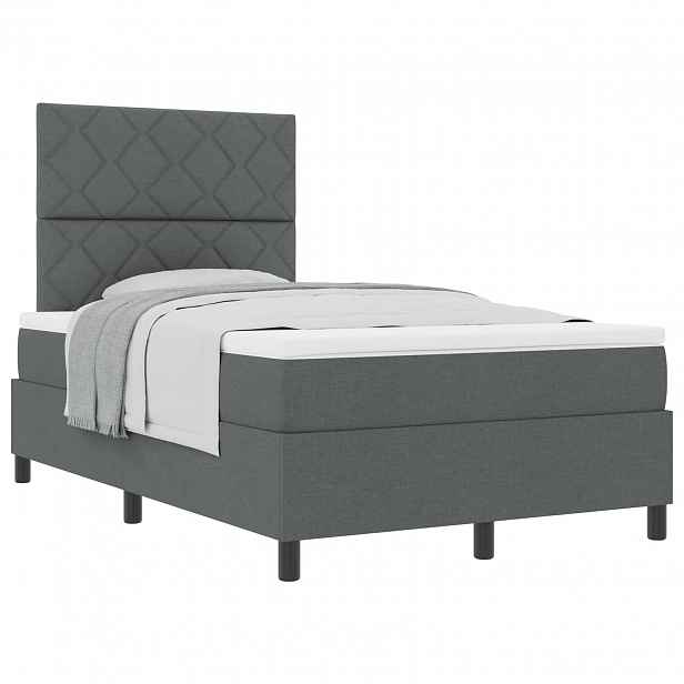 vidaXL Postel s boxspringem s čelo Tmavě šedá 120 x 190 cm textil