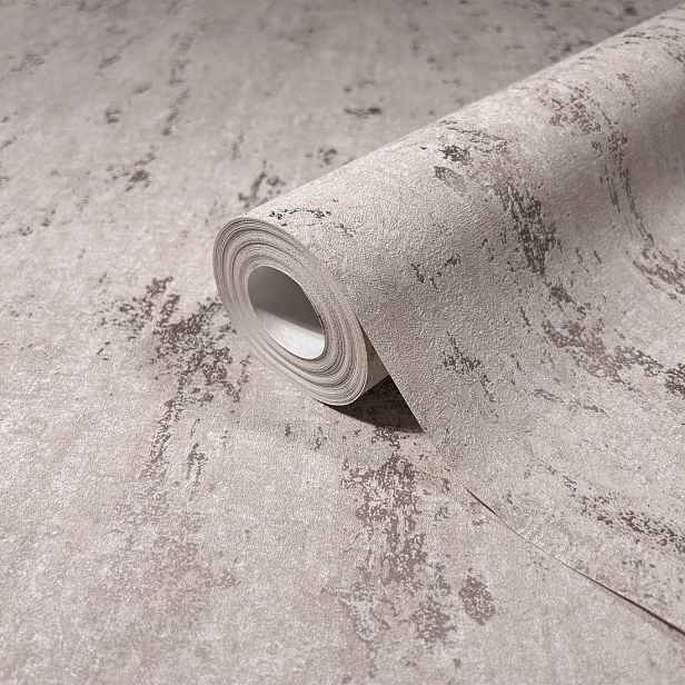 Béžová Tapeta Napodobující Beton, Přetíratelná, Lesklá