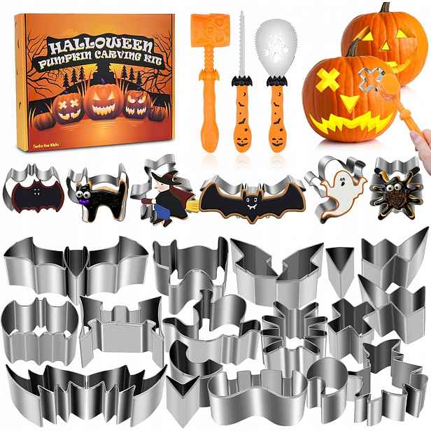 Nástroje Na Vyřezávání Dýní 24 Kusů Nerezová Ocel Halloweenské Kladivo
