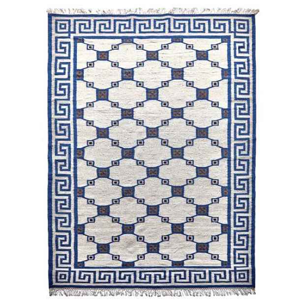 Ručně vázaný kusový koberec Geo DESP P82 Silver Blue, 120x170, modrá, chodba / předsíň, Diamond Carpets India