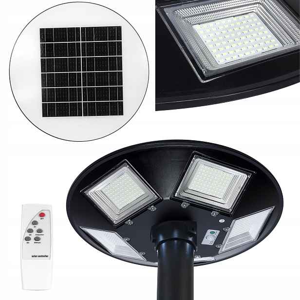 Set Pouliční lampa Syntron 300 W 3000 lm solární napájení Sloup