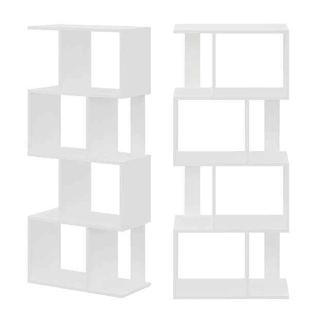 Stojanový Regál Bílý Otevřený Skříňka Knihovna Moderní Loft 140 CM