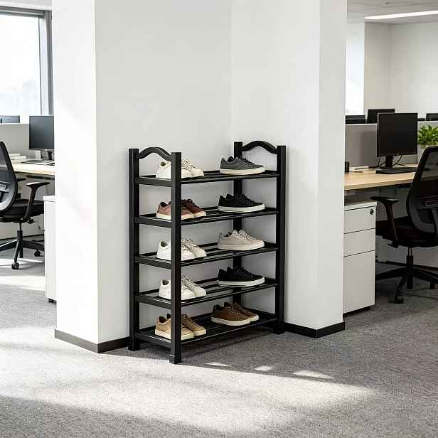 TEMU Pětipatrová botník, 60 cm dlouhý, snadná montáž, úsporné úložné řešení. Kompaktní design ideální pro studentské koleje, vstupní prostory, chodby