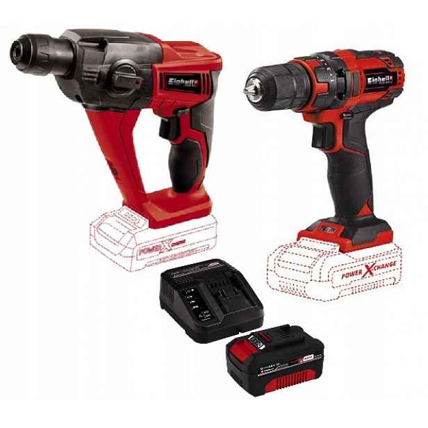 Einhell Sada Elektrického Nářadí 18V Power X Change 4,0AH S Příklepovou Vrtačkou