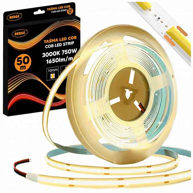 Led pásek Cob Neon 12V 50 m Velká role 528 diod 15W 1650lm 3000K Teplý 10mm