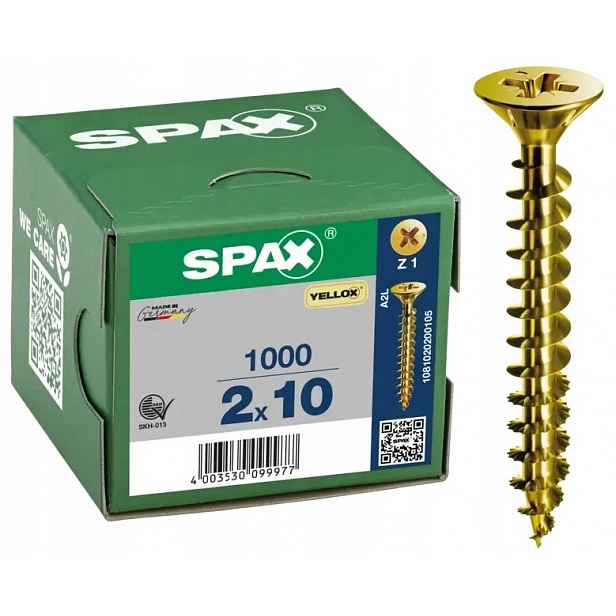Šroub Do Dřeva Pozink Žlutý 1000 Ks 2.0*10MM Spax