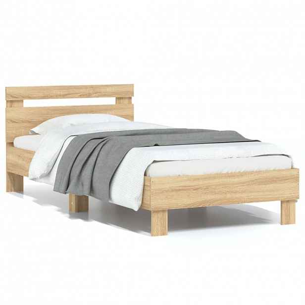 vidaXL Postel bez matrace s čelem dub sonoma 90 x 190 cm