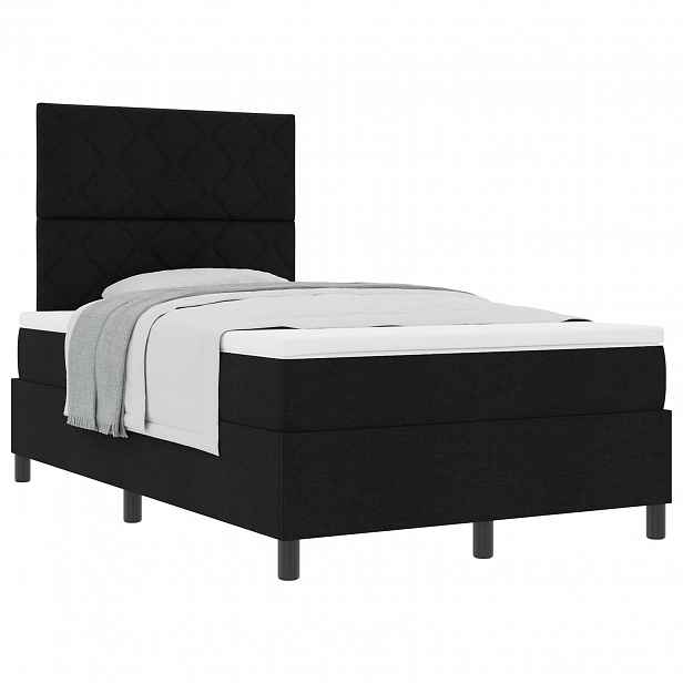 vidaXL Postel s boxspringem s čelo Černá 120 x 190 cm textil