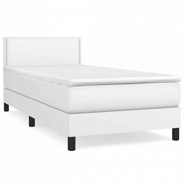 vidaXL Box spring postel s matrací bílá 100x200 cm umělá kůže