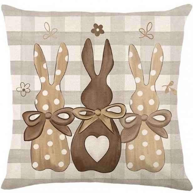 Lněný povlak na polštář BUNNY HEART 45x45 cm, béžový