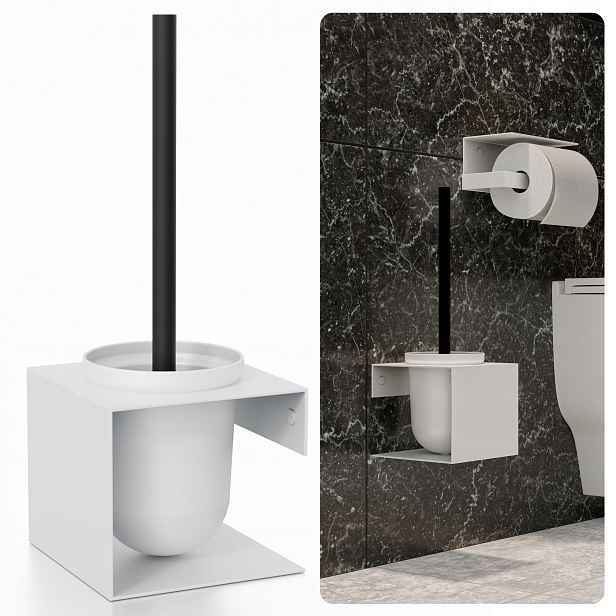 Toaletní Kartáč Lotus Industriální Styl Závěsný Loft Koupelnový Bílý