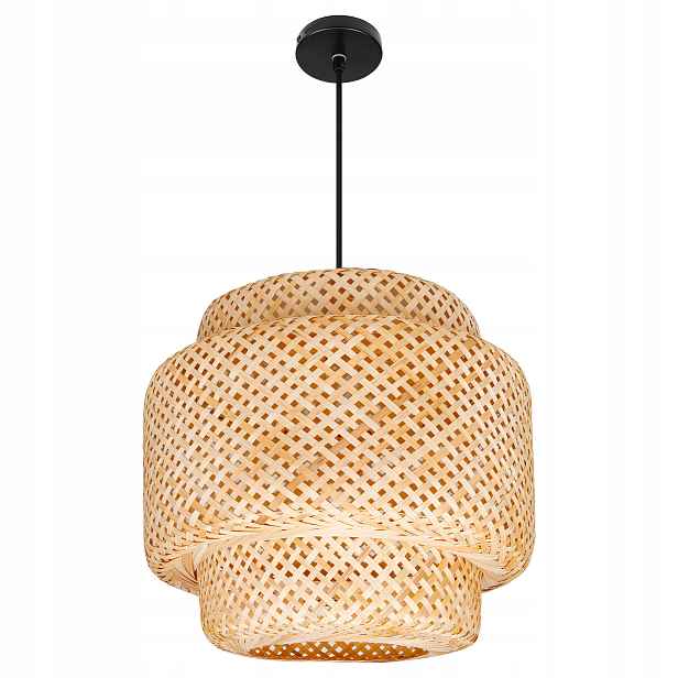 stropní svítidlo Led závěsný lustr E27, pletené svítidlo, 40 cm, boho, Bambusová